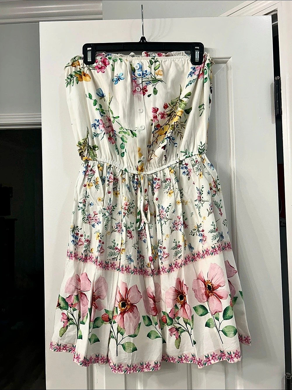 Floral Mini Dress in White & Pink Like New